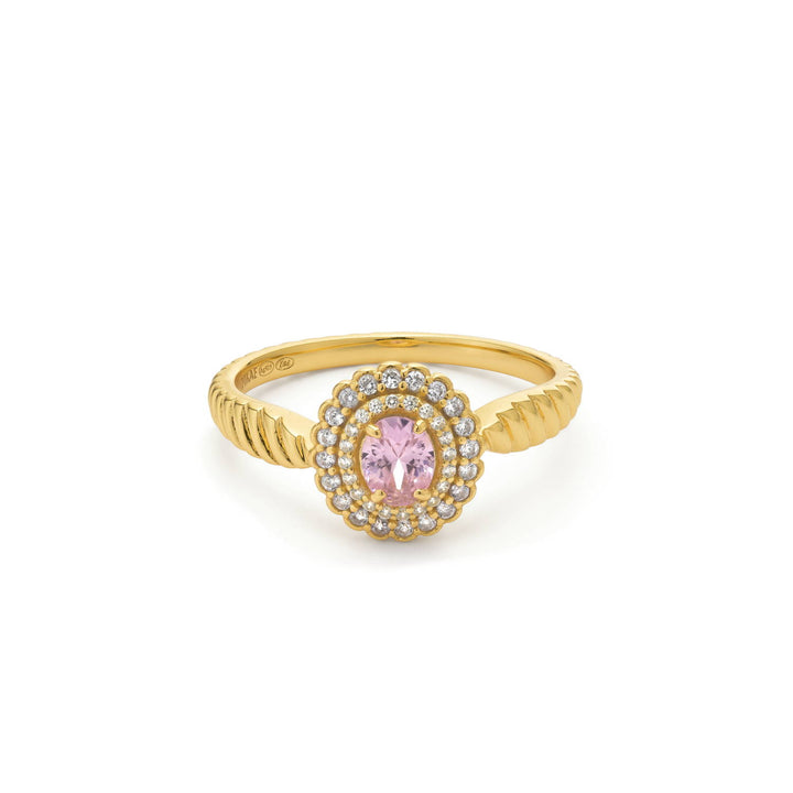 Ring with colored stones and twisted band - 124143Y