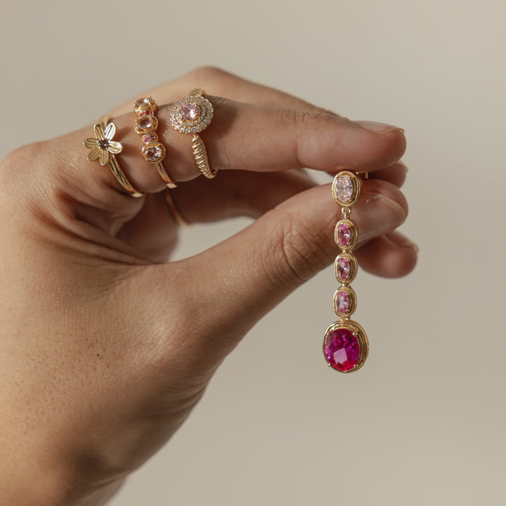 Ring with pink stones - 124144Y