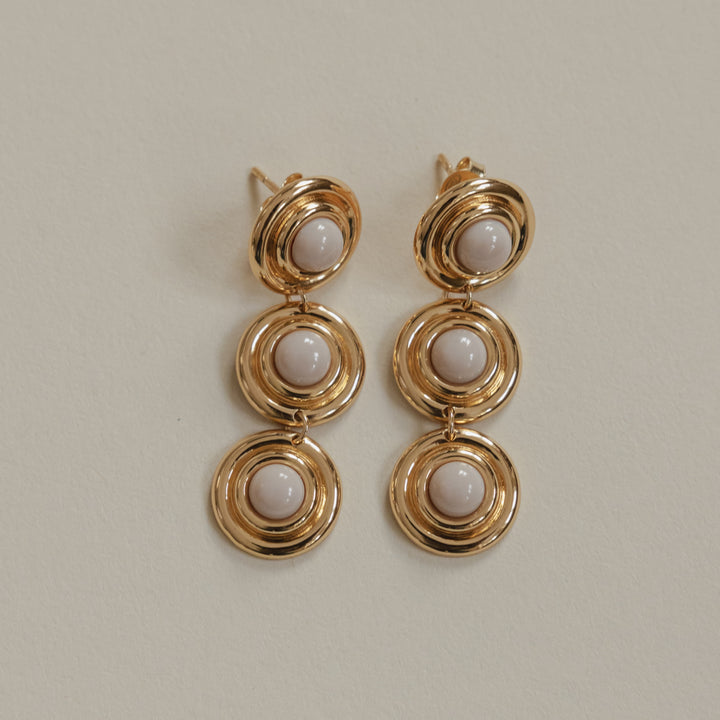 Statement earring with pink stones - 424126Y