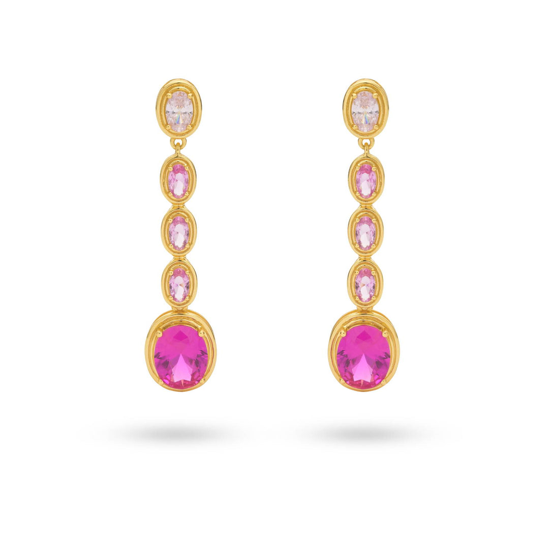 Statement earring with pink stones