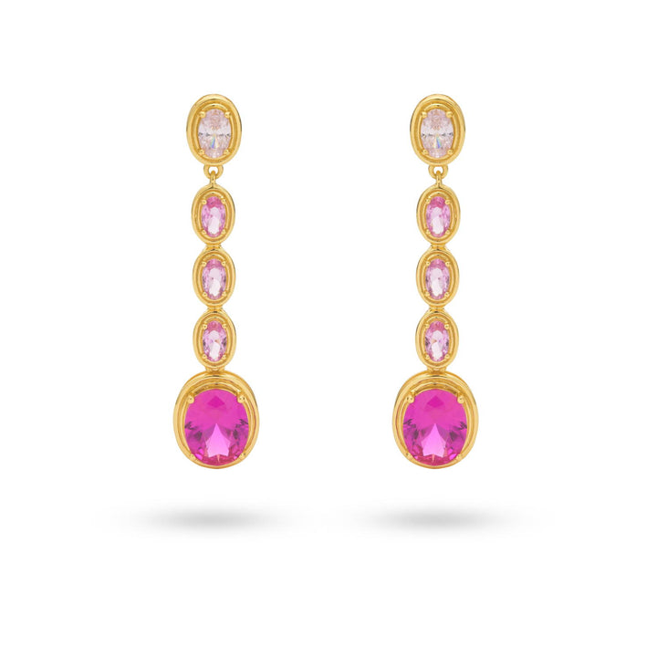 Statement earring with pink stones - 424129Y