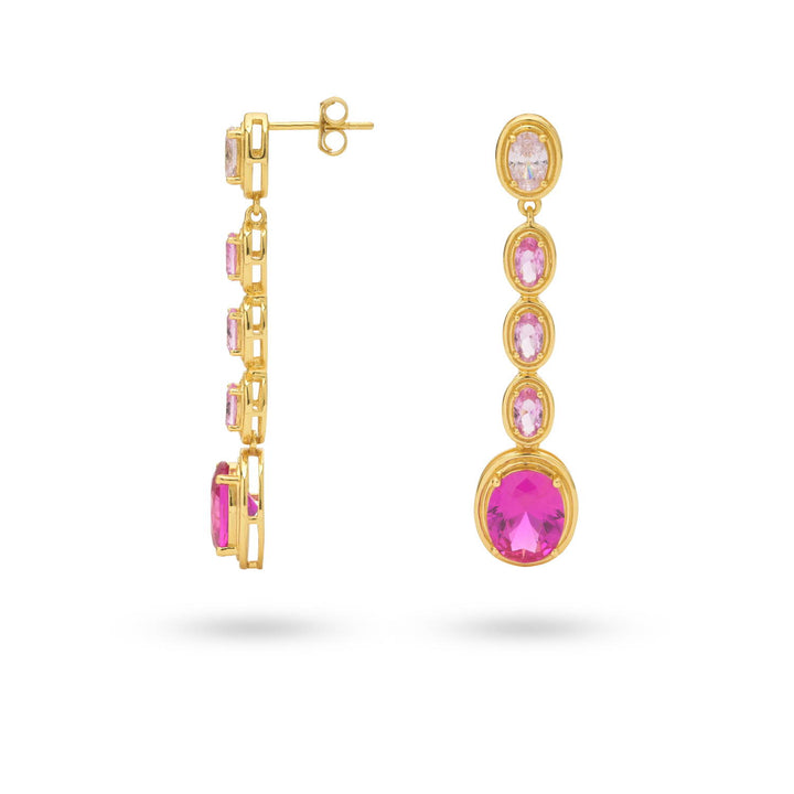 Statement earring with pink stones - 424129Y