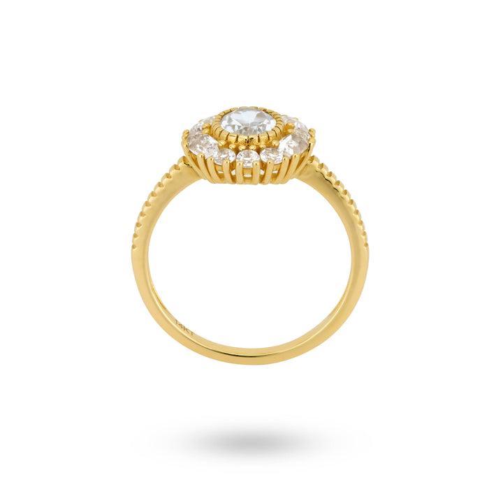 14K solid gold with white topaz stone - 114006G