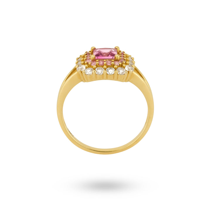 14K solid gold ring with pink tourmaline stone - 114001G