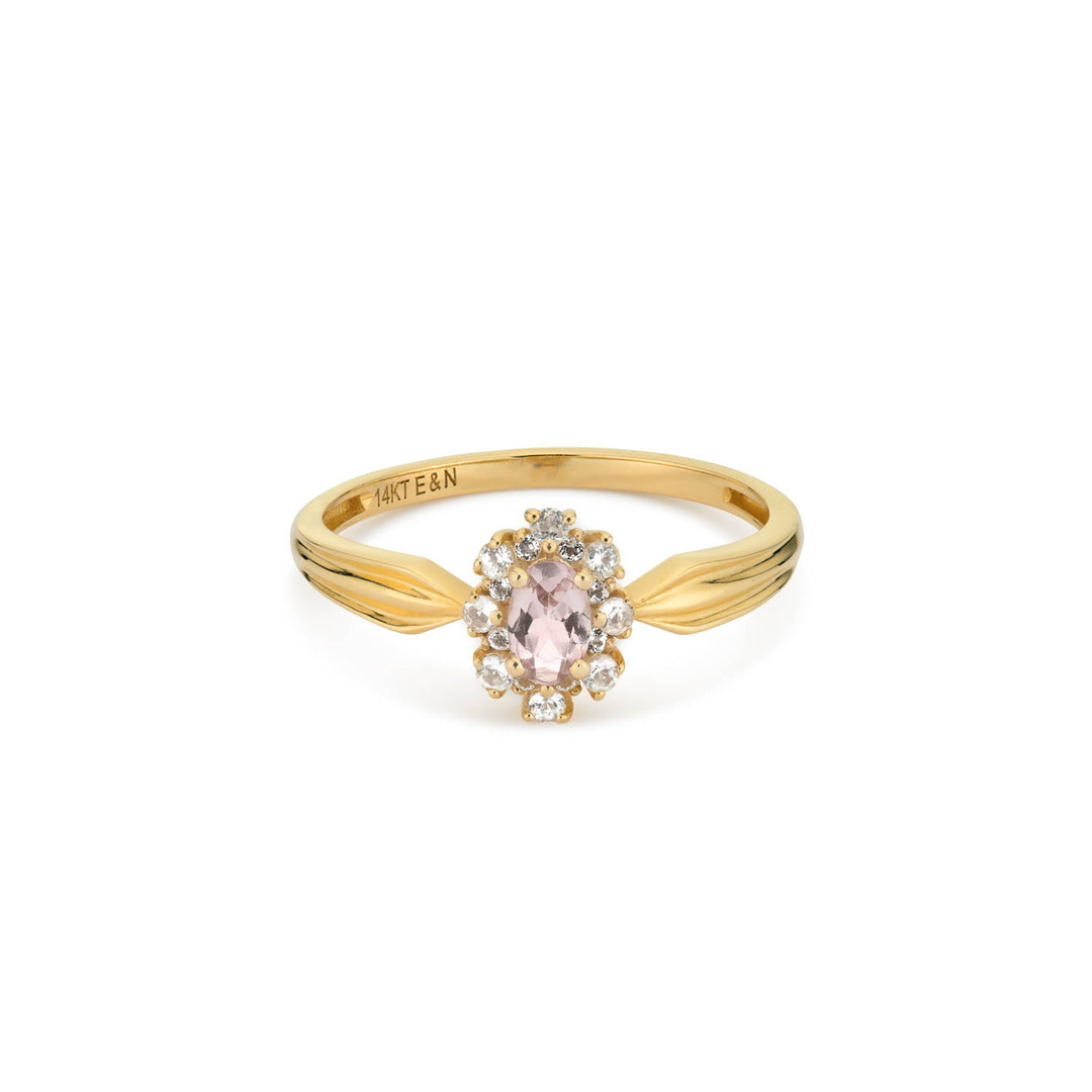 14K solid gold ring with pink tourmaline stone