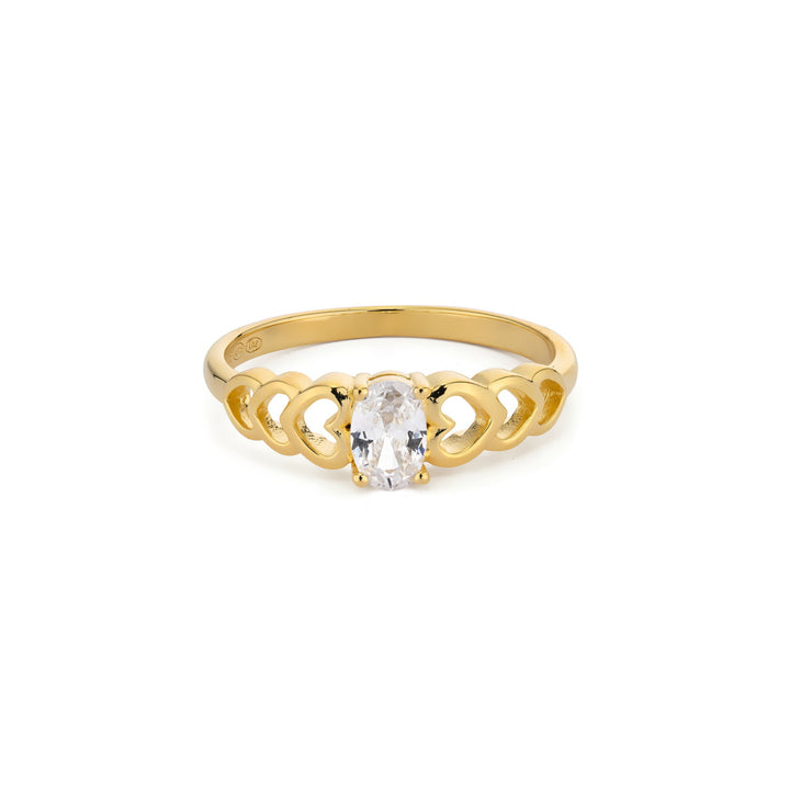 Ring met gekleurde steen en hartvormige details - 124141Y