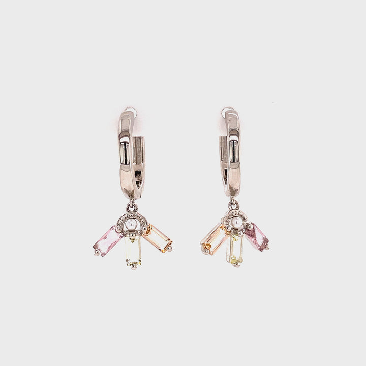 Earring hoops with pastel stones - 42413S